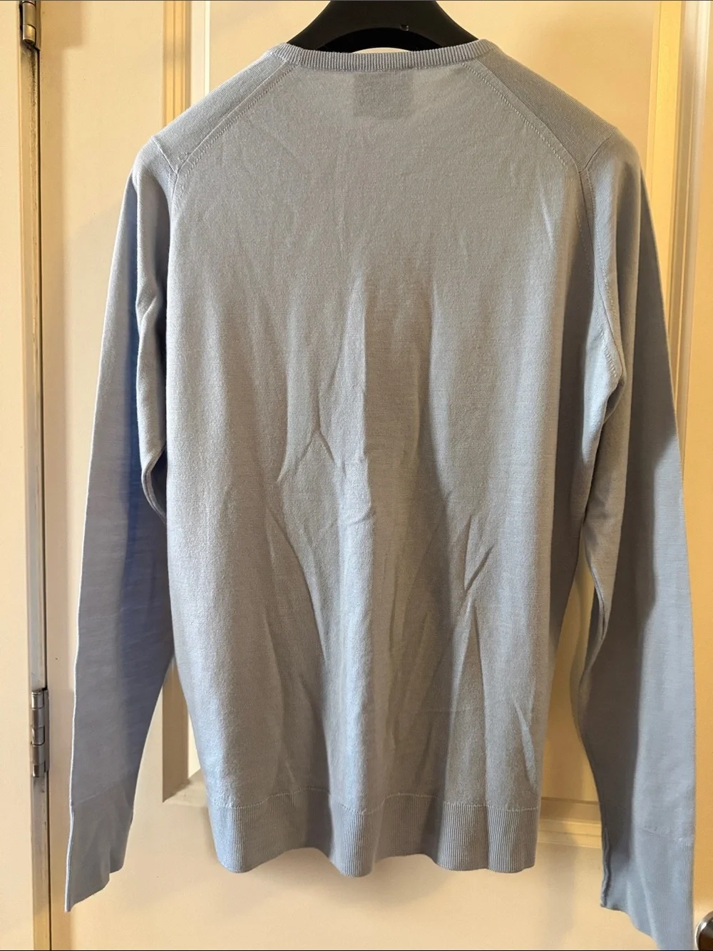 EUC John Smedley for Todd Snyder Light Blue Crewneck Marcus Merino Wool Sweater